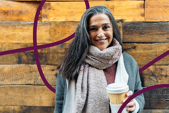 Stock photo of beautiful middle aged woman smiling.